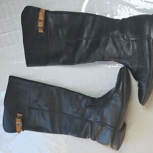 Frye Black Leather Knee-High Boots‎ with Buckle 7.5
